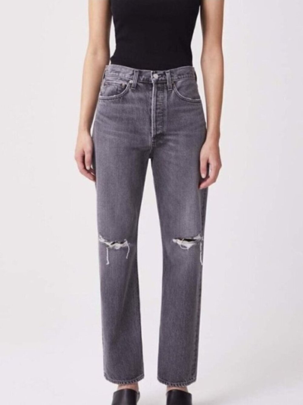 AGOLDE Gray 90s Mid Rise Loose Jeans in Outline - 26"